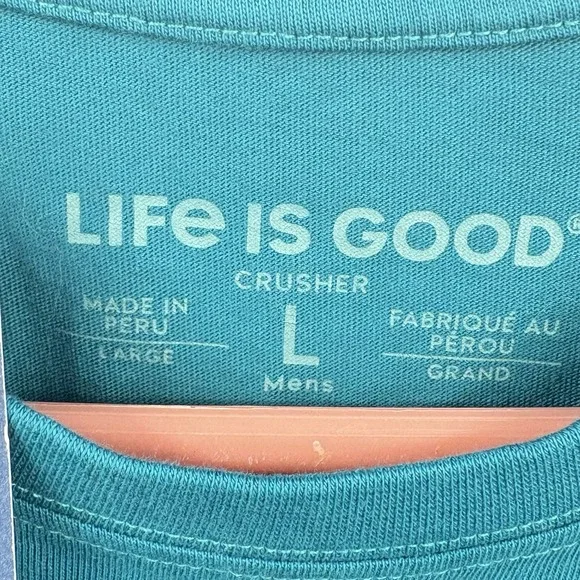 Men's‎ Life Is Good L Don't Interrupt Handyman Crusher Tee  New Green Teal Tools - Picture 9 of 12